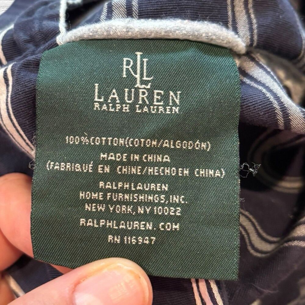 RALPH LAUREN STANDARD SHAM BARRYMORE BLUE/ WHITE STRIPE - Picture 4 of 5